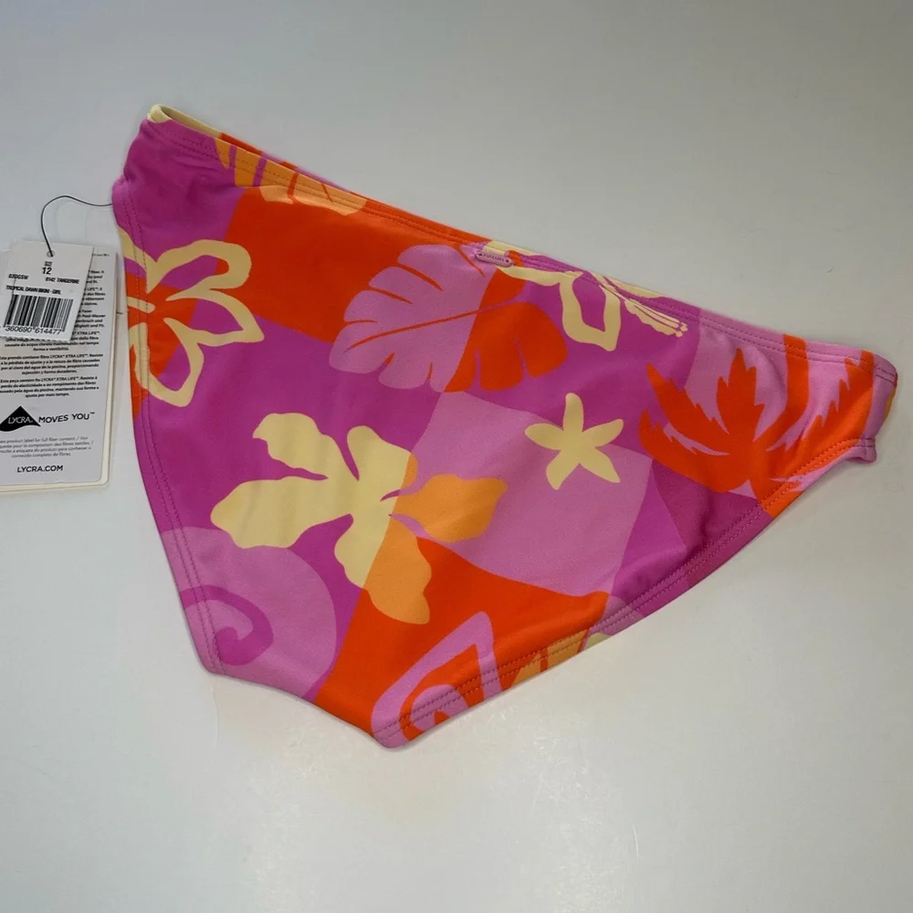 Rip Curl Bikini Tropical Dawn T Back Knot Purple Pink Orange NWT Girls Size 12